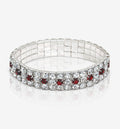 10 Carat Genuine Garnet & Crystal Expandable Bracelet in Silver Tone Plating