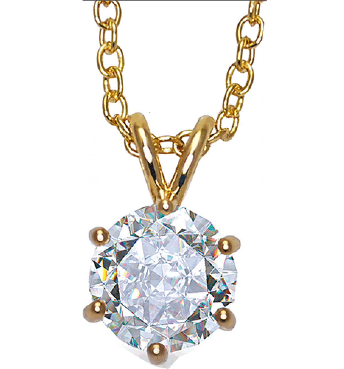 3 Carat Cubic Zirconia Pendant Necklace in 18kt Gold Finish – Tiffany Style Setting