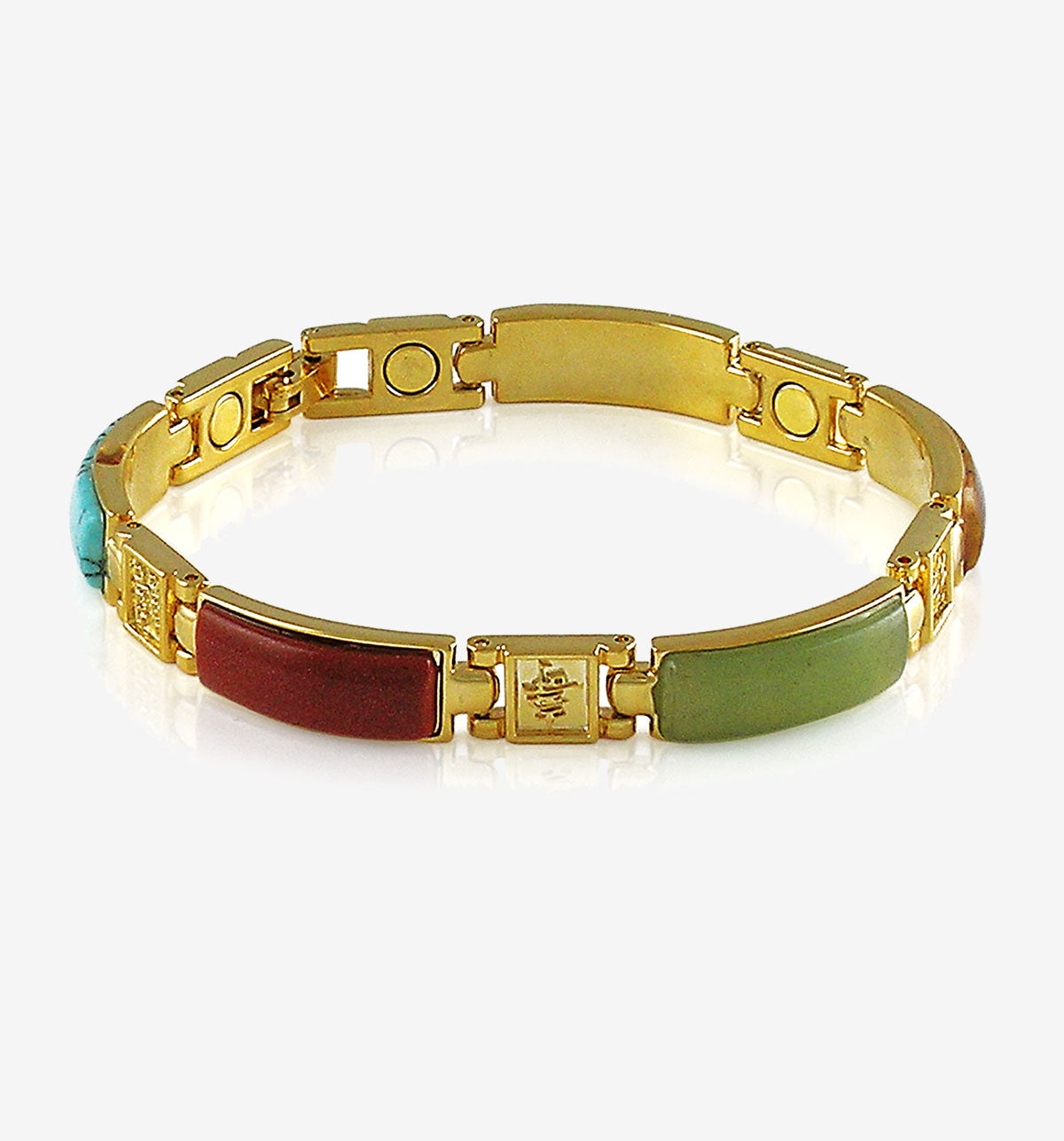 Good Luck Magnetic Bracelet with Natural Gemstones & Chinese Symbols