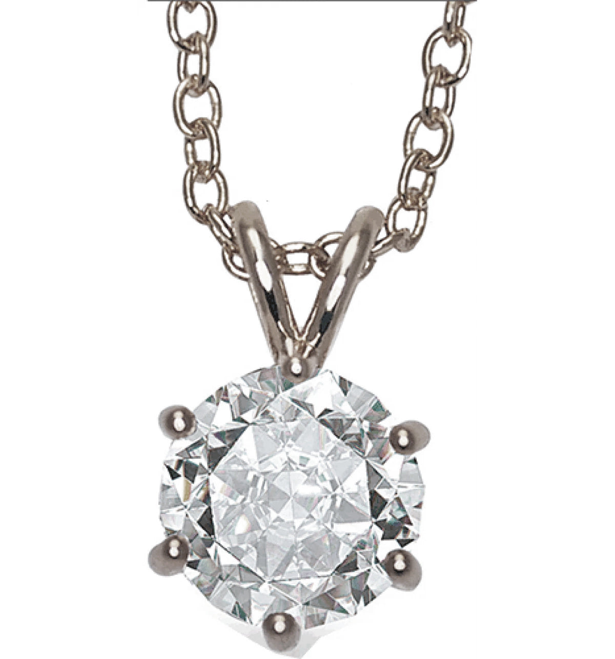 3 Carat Cubic Zirconia Pendant Necklace in 18kt Gold Finish – Tiffany Style Setting