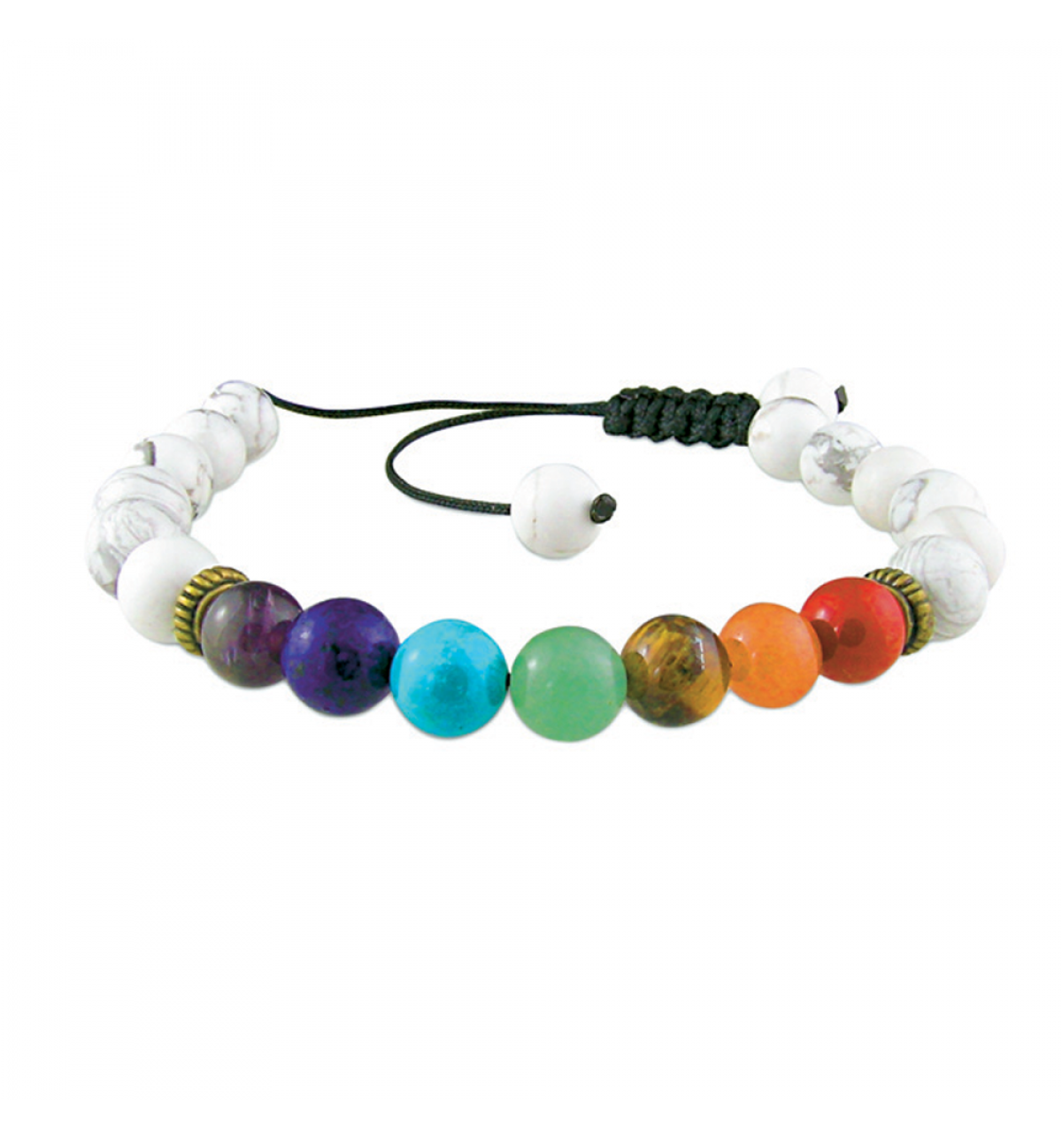 White Jade or Black Onyx Chakra Bracelet with 7 Natural Gemstones