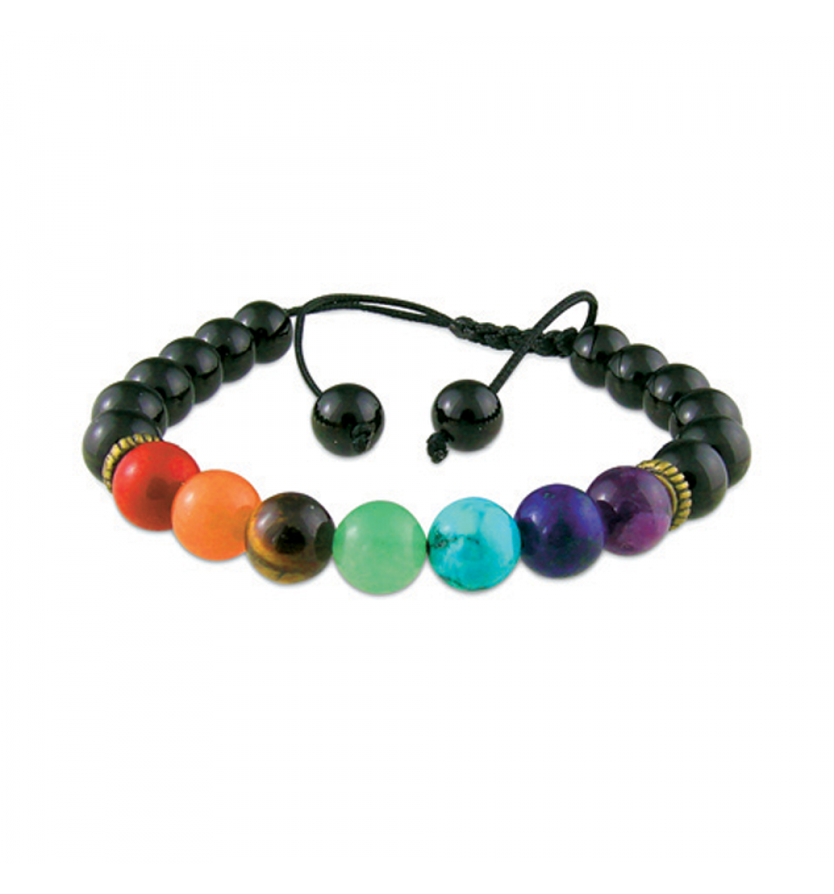 Black Onyx & 7 Gemstone Bracelet – Adjustable Natural Stone Bracelet