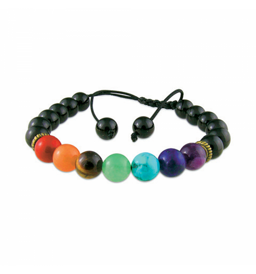 Black Onyx & 7 Gemstone Bracelet – Adjustable Natural Stone Bracelet